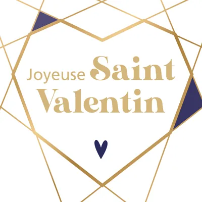 Affiche Saint Valentin 40 x 40 cm blanc / or / marine - Affiche vitrine