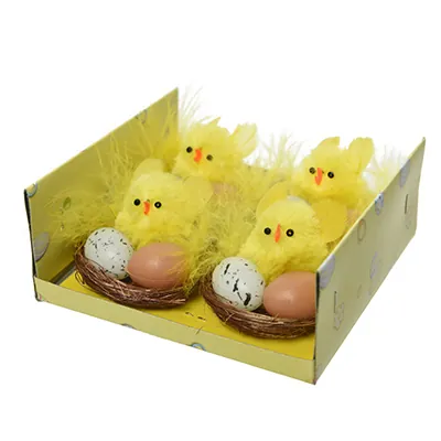 Poussin chenille dans son nid ø 5 x H 4,5 cm - Poussin de Pâques - Lot de 4 - Décor Pâques, Vitrine Pâques