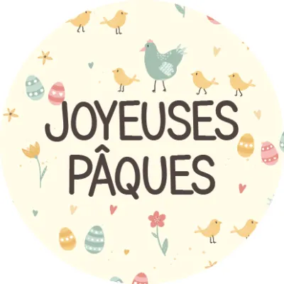 Étiquette cadeau adhésive Joyeuses Pâques ø 35 mm - boîte de 500 - Étiquettes cadeaux adhésives