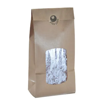 Sac SOS kraft brun avec fenêtre 850 ml 13,5 x 7,5 x 31,5 cm - Sachet SOS - Lot de 100 - Sacs SOS avec fenêtre-1