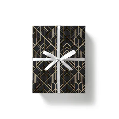 Papier cadeau Art Grafik couché blanc 70 cm x 25 m, noir / or, 80 g/m² - Papier cadeaux couchés à motifs-2