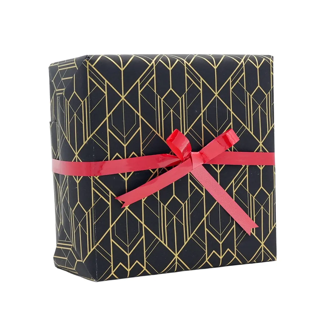 Papier cadeau Art Grafik couché blanc 70 cm x 25 m, noir / or, 80 g/m² - Papier cadeaux couchés à motifs-3