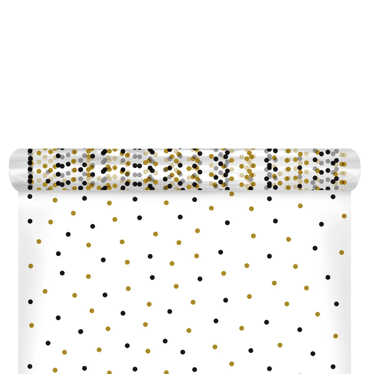 Film fleuriste - Film polypropylène à pois or et noir 80 cm x 120 m 40µ - Films polypropylène à motifs