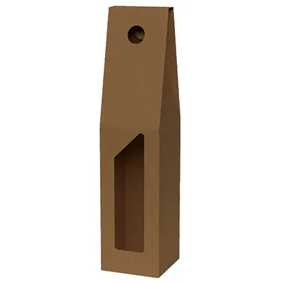 Coffret bouteille de vin avec poignée et fenêtre - 1 bouteille - marron - 9 x 9 x 38 cm - Paquet de 50 - Coffrets pour bouteilles de vin, Boîtes pour bouteilles de vin