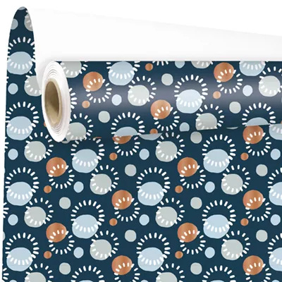 Papier cadeau Mathilde bleu motifs festifs 70 cm x 100 m 60 g/m² - Le rouleau - Papier cadeaux couchés à motifs-1