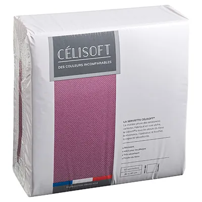 Serviette Celisoft non tissée 40 x 40 cm - Serviette jetable - Serviette de table papier - Rose figue - Paquet de 50 - Serviettes jetables, Serviettes cocktails-1