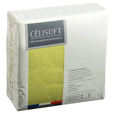 Serviette Celisoft non tissée 40 x 40 cm - Serviette jetable - Serviette de table papier - Vert chartreuse - Paquet de 50 - Serviettes jetables, Serviettes cocktails-1
