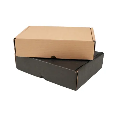 Boîte carton réversible brun / noir 27,6 + 20,7 x 7 cm - Carton d'expédition - Lot de 20 - Boites cadeaux carton pliables-2
