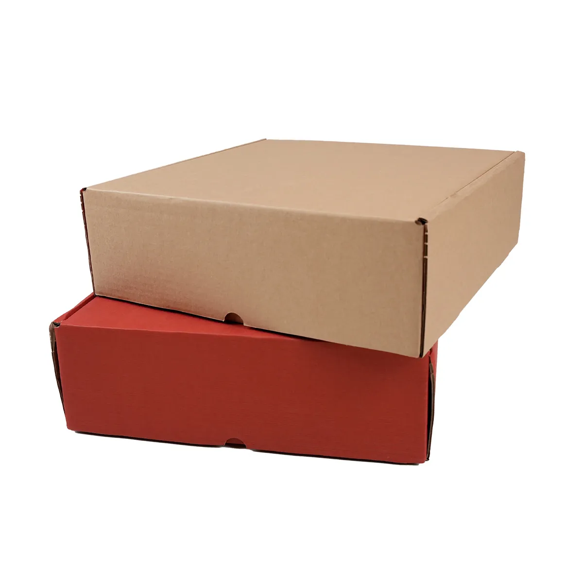 Boîte carton réversible brun / rouge 32 + 33 x 10,5 cm - Carton d'expédition - Lot de 20 - Boites cadeaux carton pliables