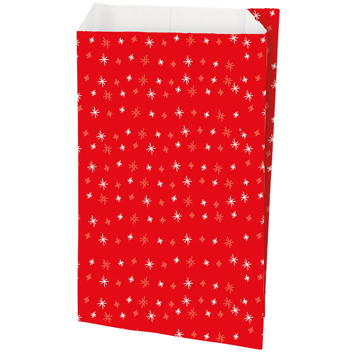 Pochette cadeau Noël Stars Red 12 + 4,5 x H 19,5 cm - Lot de 250 - Pochettes cadeaux à motifs
