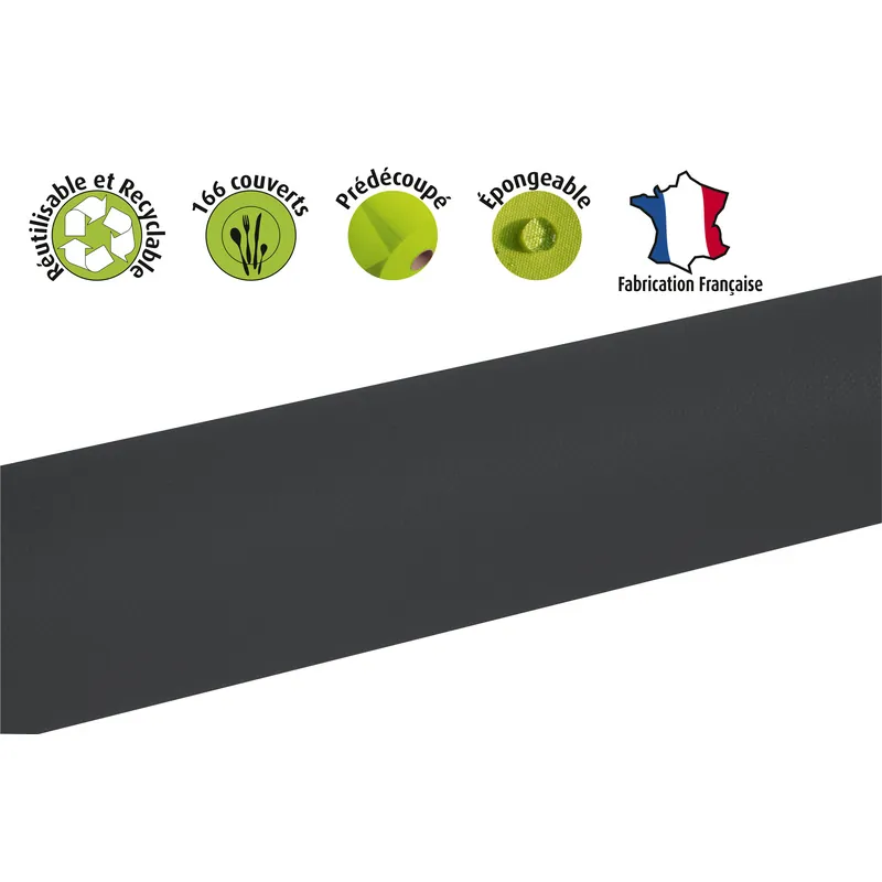 Nappe spunbond non tissée indéchirable épongeable - Nappe intissée - Noir - Rouleau de 1,20 x 50,40 m - Nappes papier, Nappes jetables-3