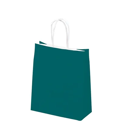 Sac kraft bleu wendy à poignées torsadées 24+12x31cm 90g/m² (x50) - Sacs kraft couleur poignées torsadées