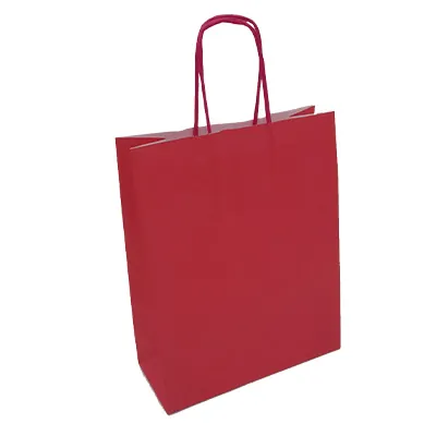 Sac kraft magenta à poignées torsadées 19+8x23,5cm 90g/m² (x50) - Sacs kraft couleur poignées torsadées