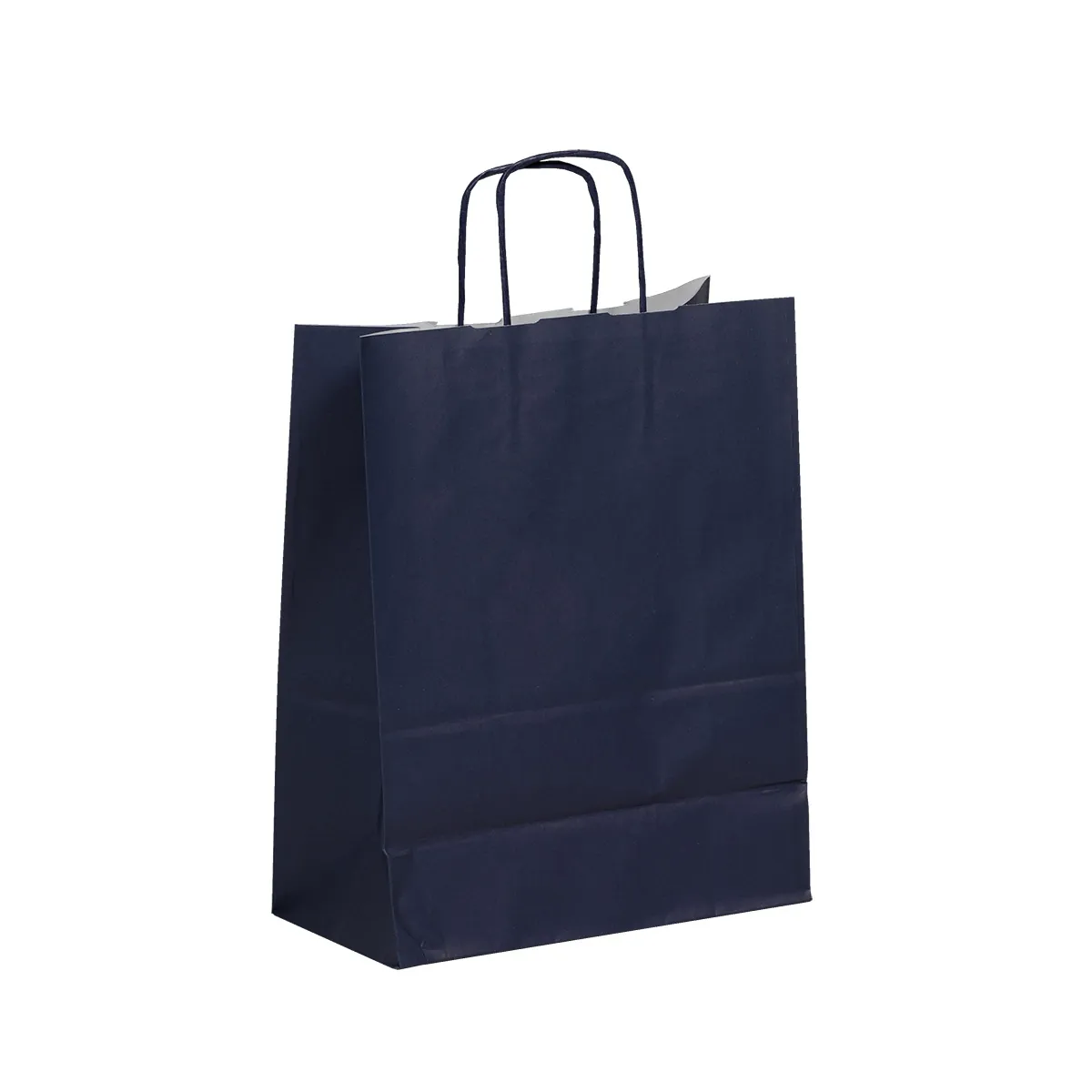Sac kraft blue navy à poignées torsadées 24+12x31cm 90g/m² (x50) - Sacs kraft couleur poignées torsadées