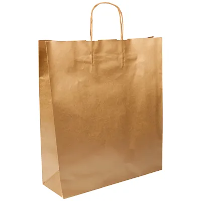 Sac kraft bronze à poignées torsadées 36+12x41cm 100g/m² (x50) - Sacs kraft métallisés poignées torsadées