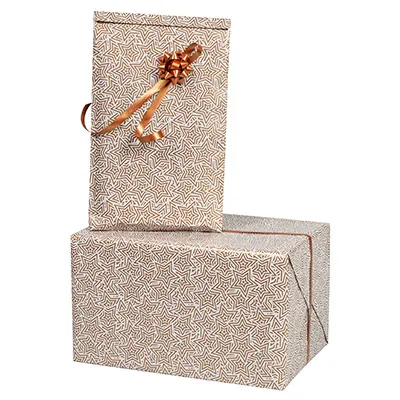 Pochette cadeau couché blanc origami cuivre 70g/m² 25+6,5x41 cm – Paquet de 250 - Pochettes cadeaux à motifs-1