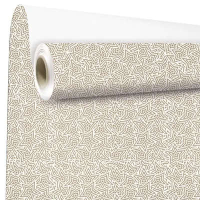 Papier cadeau couché blanc origami étoiles cuivre 70 cm x 100 m 70 g/m² – le rouleau - Papier cadeaux couchés à motifs-1