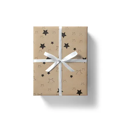 Papier cadeau kraft brun étoiles noires 70 cm x 100 m 60 g/m² - le rouleau - Papiers cadeaux kraft à motifs-3
