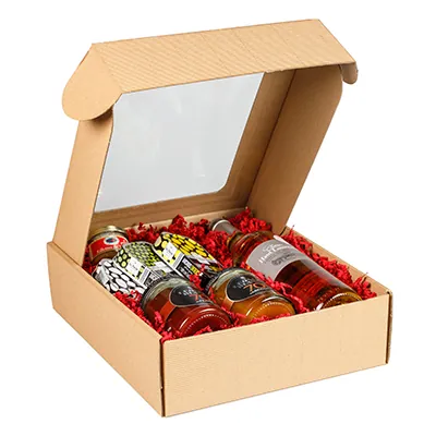 Coffrets kraft à fenêtre - Boites cadeaux carton pliables
