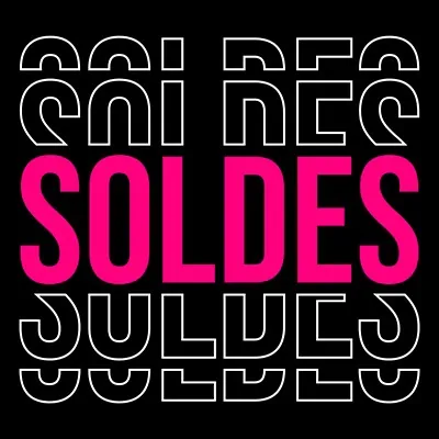 Affiche Soldes magasin carrée 38 x 38 cm - Affiche promo - Noir/Fuchsia - Affiches Soldes