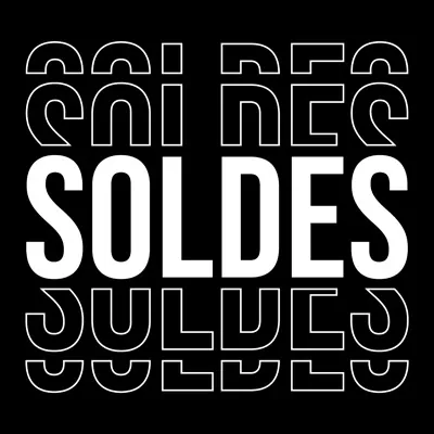 Affiche Soldes magasin carrée 38 x 38 cm - Affiche promo - Noir/Blanc - Affiches Soldes