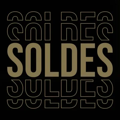 Affiche Soldes magasin carrée 38 x 38 cm - Affiche promo - Noir/Or - Affiches Soldes