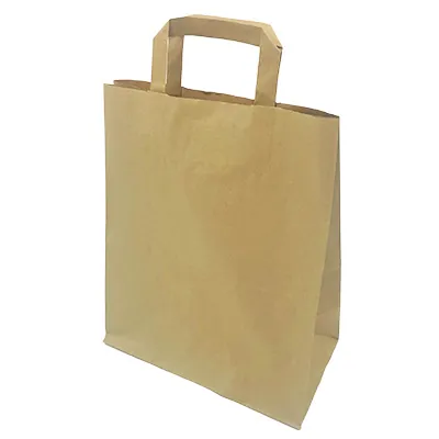 Sac kraft brun poignées plates 26 x 14 x 32 cm - Sac papier kraft - Paquet de 50 - Sacs kraft brun poignées plates