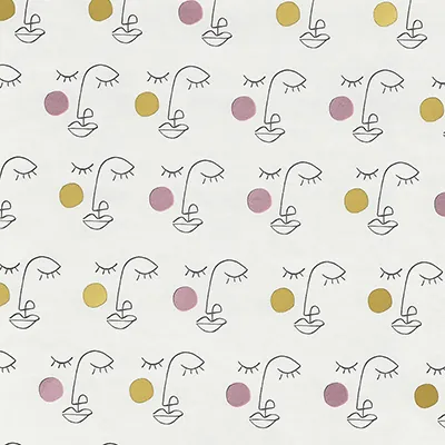 Papier cadeau métallisé blanc motif visage 70 cm x 50 m 74 g/m² – le rouleau - Papier cadeaux couchés à motifs