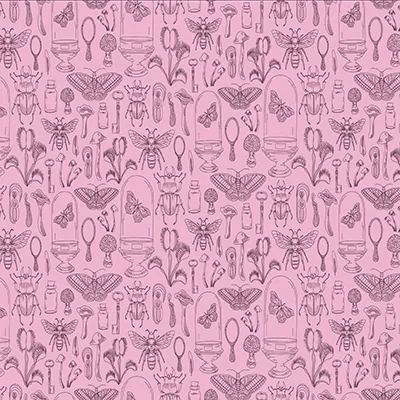 Papier cadeau kraft violet/rose Cabinet de curiosité 70 cm x 50 m 60g/m² - Papiers cadeaux kraft à motifs