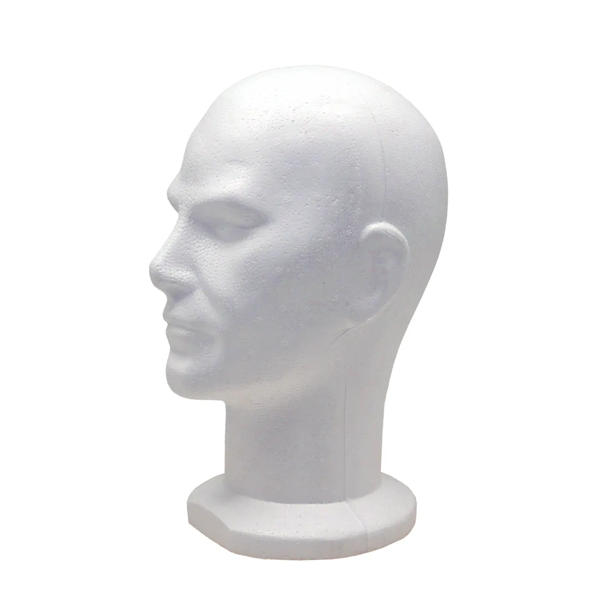 Tête mannequin homme polystyrène H 31,5 cm - Tête pour perruque, chapeau - Blanc - Têtes-3