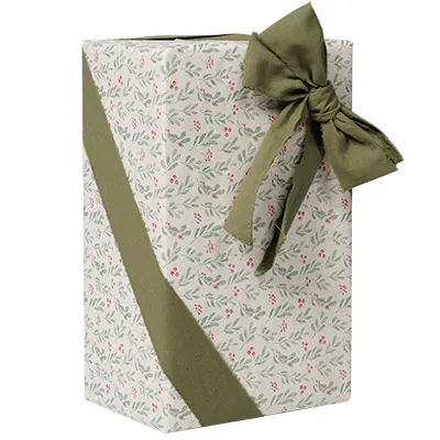 Papier cadeau herbe houx vert/rouge 70 cm x 25 m 65 g/m² – le rouleau - Papiers cadeaux kraft à motifs-2