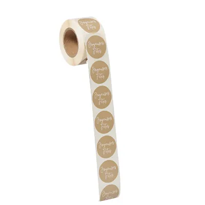 Étiquettes cadeaux adhésives rondes Joyeuses Fêtes or/blanc ø35 mm – Paquet de 500 - Étiquettes cadeaux adhésives