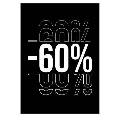 Etiquette -60% à trou 50 x 70 mm - Etiquettes Soldes - Paquet de 100 - Étiquettes Soldes