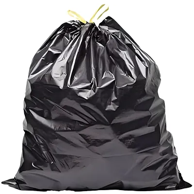 Sac poubelle 100 litres PEBD avec lien coulissant - Sac poubelle professionnel - Noir - Rouleau de 20 - Sacs poubelle professionnels