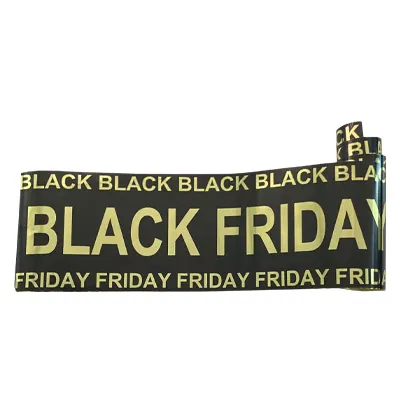 Banderole BLACK FRIDAY noir effet miroir or H 15 cm x L 10 m