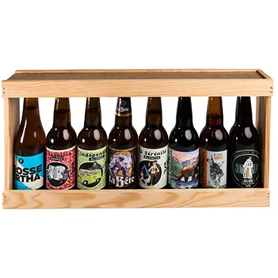 Demi mètre de bières en bois - porte bouteilles de bières 8 bières 33 cl Long Neck - Mètres de bières, Emballages pour bouteilles de bières-1