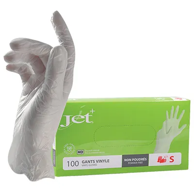 Gants vinyle naturel non poudrés ambidextres - taille S - Gants jetables