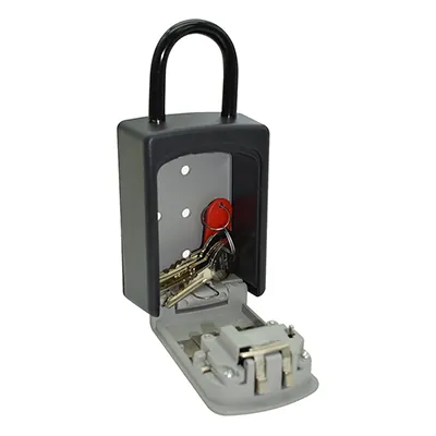 Boîte à clés sécurisée avec combinaison 4 chiffres + anse - 6 clés - Aluminium - Noir / Gris - Boîtes à clés et Armoires à clés-1