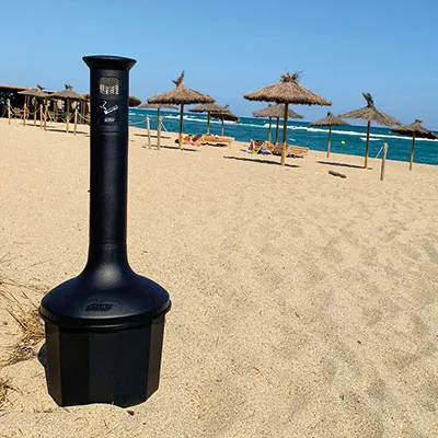 Cendrier extérieur sur pied 10 litres, plastique, noir, ø 35 x H 95 cm - Poubelles professionnelles