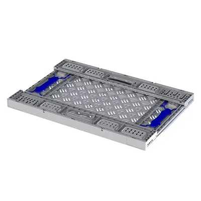 Cagette pliable - Caisse pliable plastique 28L 60 x 40 x 12 cm parois et fond ajourés poignées ouvertes polypropylène - Bacs à parois ajourées-1