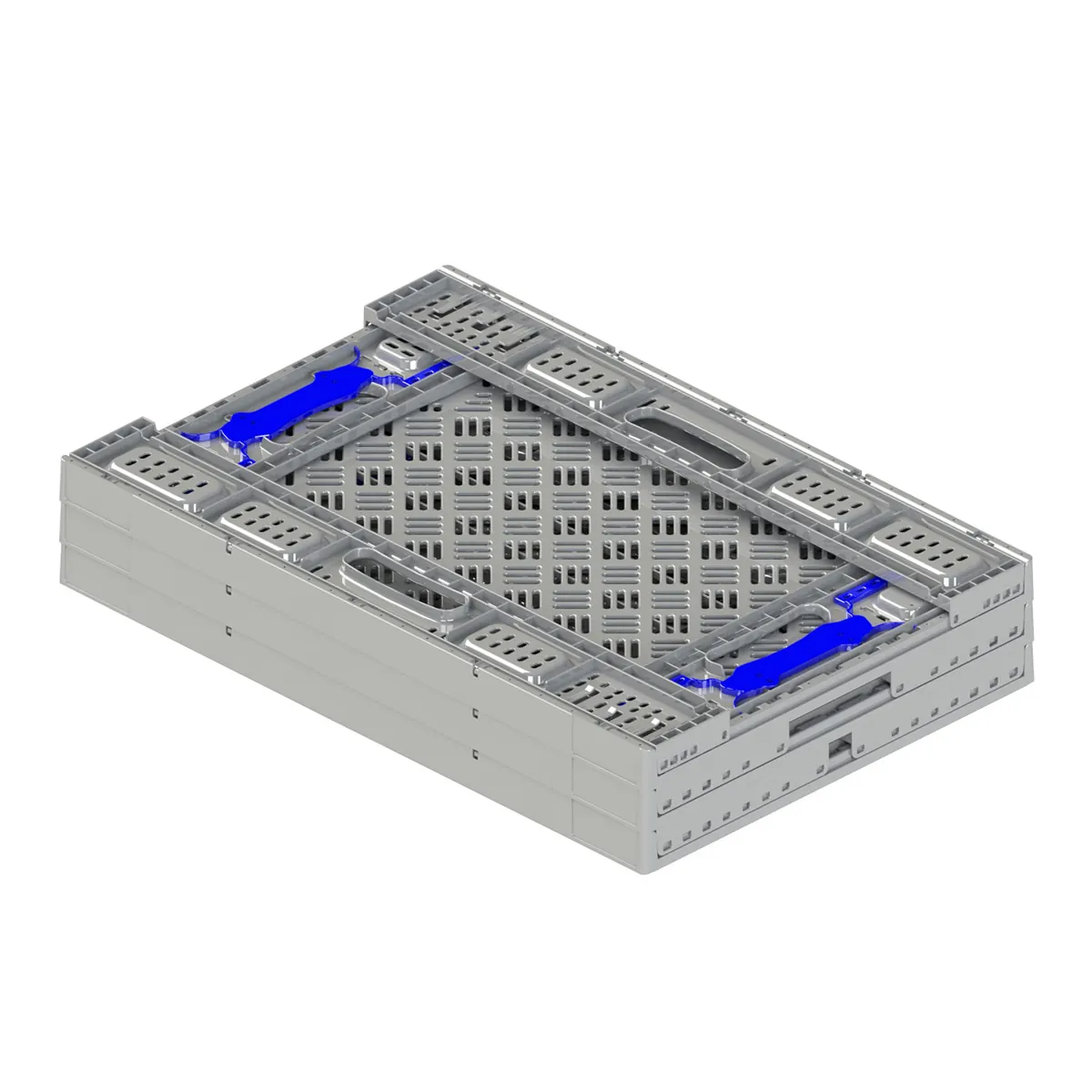 Cagette pliable - Caisse pliable plastique 43L 60 x 40 x 22,9 cm parois et fond ajourés poignées ouvertes polypropylène - Bacs à parois ajourées-2