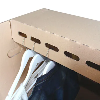 Carton penderie - Caisse penderie carton double cannelure 50 x 50 x 120 cm - Housses à vêtements-2