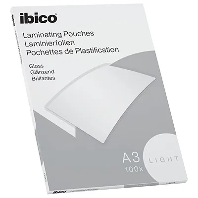 Pochettes de plastification à chaud A3 80 microns, brillantes - Ibico© - Plastifieuses
