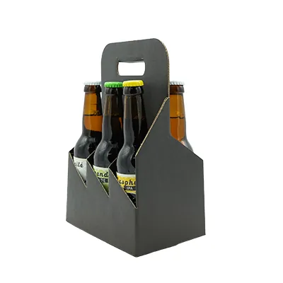 Porte-bouteilles carton kraft 6 bières Long Neck 33 cl noir 19,5 + 13 x 29 cm, paquet de 30 - Mètres de bières, Emballages pour bouteilles de bières-1