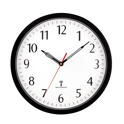 Horloge murale ronde noire 30cm Radio-Contrôlée - Horloges