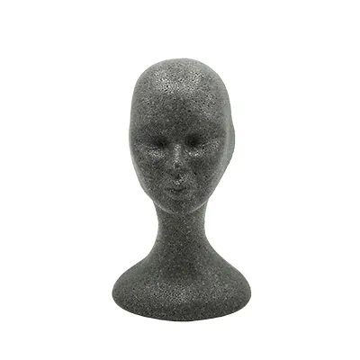 Tête de mannequin femme gris anthracite 54 cm polystyrène expansé - Têtes