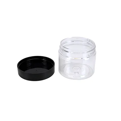 Pot PET cylindrique transparent avec couvercle vissant noir - 50 ml - carton de 760 unités - Bouteilles et pots cylindriques-1