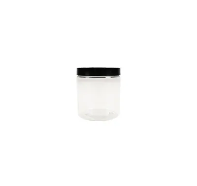 Pot PET cylindrique transparent avec couvercle vissant noir - 250 ml - carton de 135 unités - Bouteilles et pots cylindriques-1