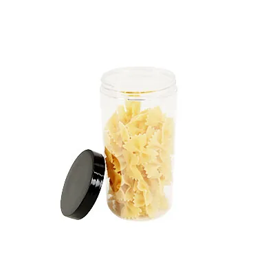 Pot PET cylindrique transparent avec couvercle vissant noir - 500 ml - carton de 135 unités - Bouteilles et pots cylindriques-2