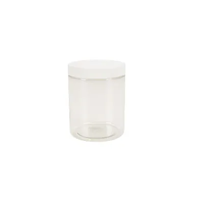 Pot PET cylindrique transparent avec couvercle vissant blanc - 300 ml - carton de 212 unités - Bouteilles et pots cylindriques-1